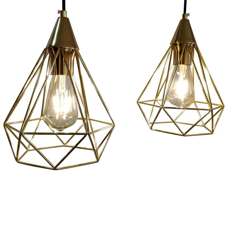 3-Lights Vintage Industrial Style Metal Hanging Light Rose Gold