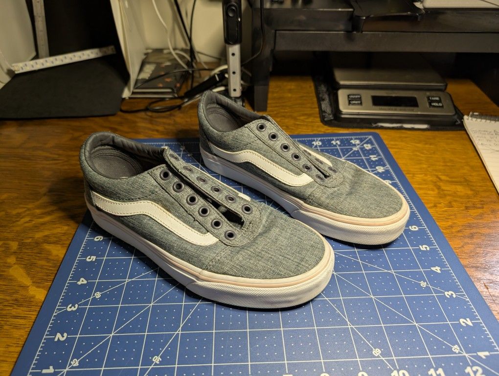 Vans Off The Wall Sneakers Skate Shoes Women Size 7 Gray White NO LACES