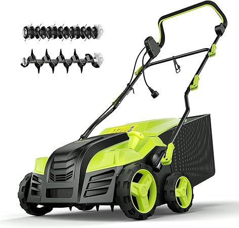 17-Inch Electric Dethatcher&Scarifier,with 15.5AMP Motor, 5-Position Depth