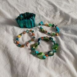 Turquoise Shell Cuff & 3 Matching Bracelets
