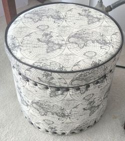 Ottoman storage round Global map & Floral Stand 
Mint Condition $50 each