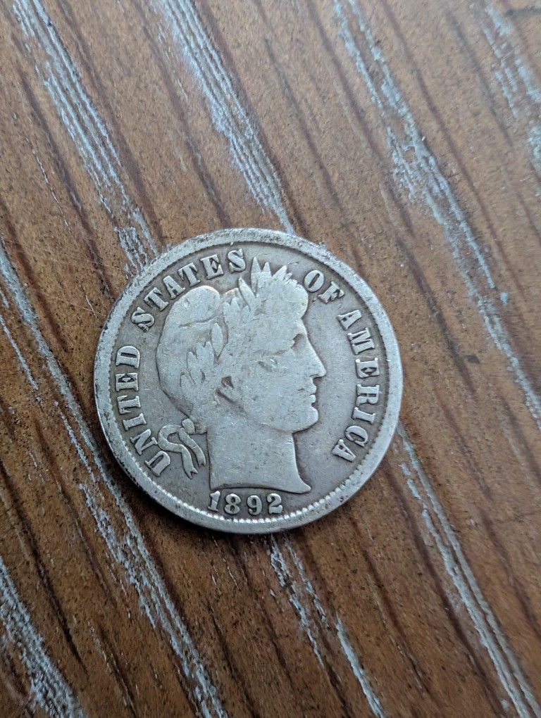 1892 Barber Silver Dime Coin