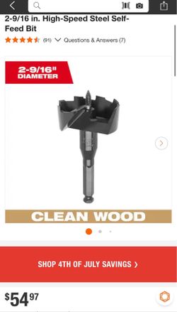 Milwaukee 2-9/16 in. High-Speed Steel Self-Feed Bit