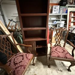 Office Wooden shelf And 2 office chairs 