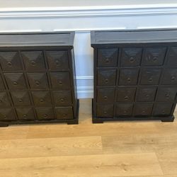 Black and Maroon Wood 16 Storage Drawers 
