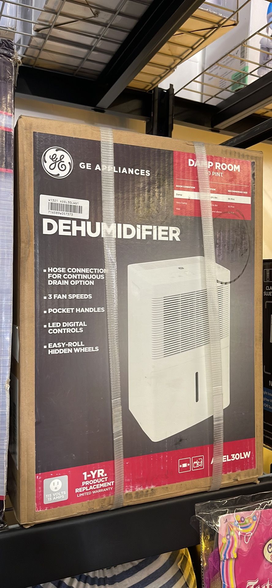 GE 30 Pint 3 Speed Dehumidifier With LED Digital Control