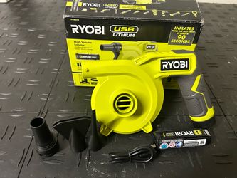 RYOBI USB Lithium Cordless High Volume Inflator Kit with USB Lithium 2.0 Ah Battery and Charging Cable