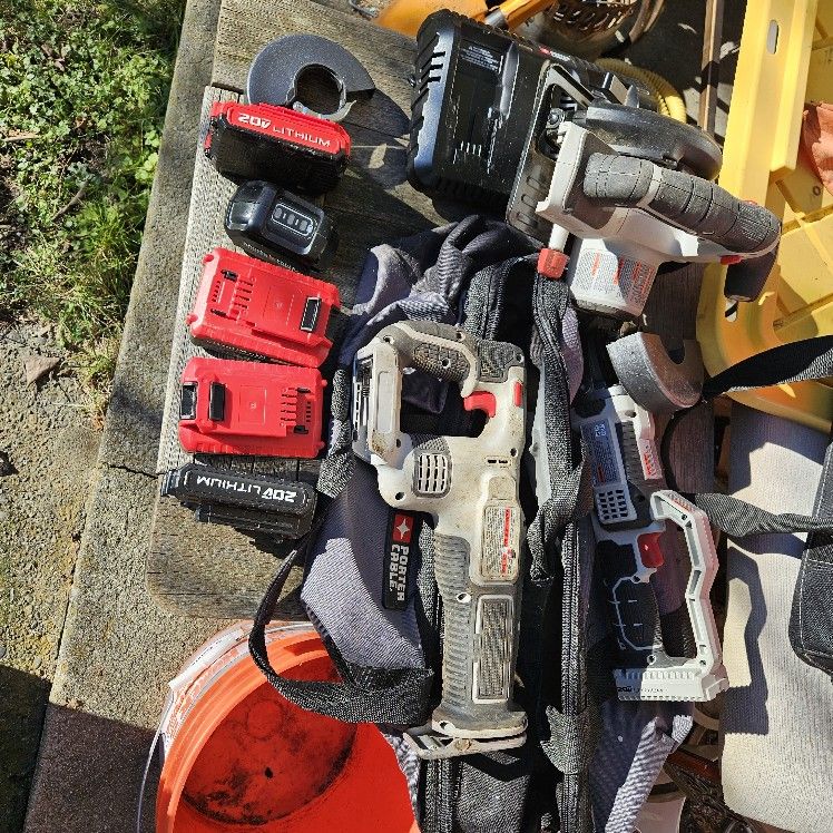 Porter-Cable 20 volt 5 piece set with four batteries and double charger in two bags No Offers No Trades Prices Firm