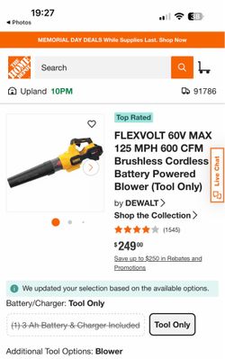 Flexvolt 60V Max Brushless Cordless Battery Powered Blower Leafblower (Tool Only)