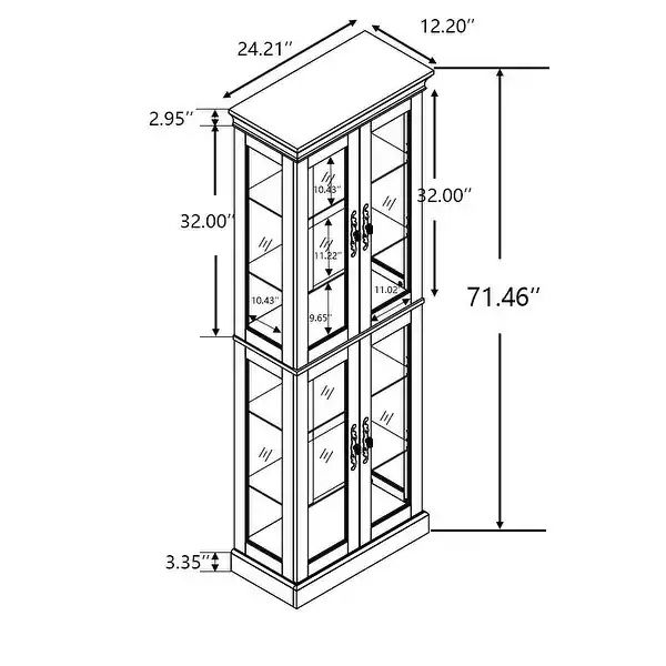 NEW. Lighted Glass Curio Display Cabinet,Display Cabinet,Glass Storage Cabinet Glass Wine cabinet Wood Frame Toy Display