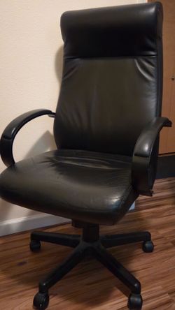 (2) Black Leather Office Chairs - sold together/separate