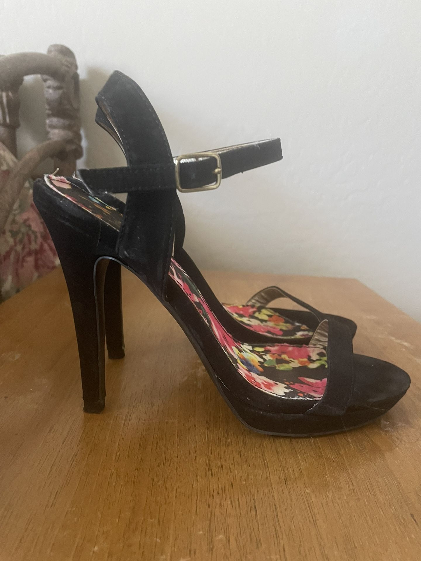 Black suede High Heels