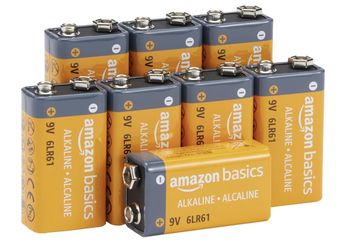 Amazon Basics 8-Pack 9V Alkaline Batteries, 5-Year Shelf Life - for Smoke/CO Detector, Electronics & Audio