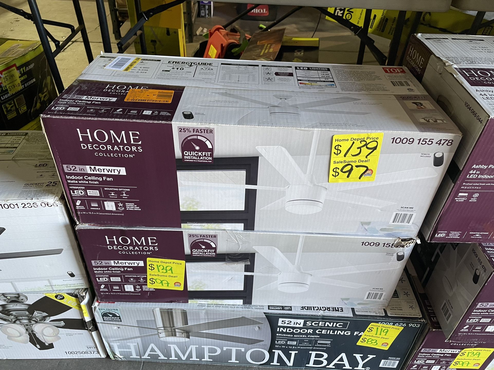 52 in Merwry Indoor Ceiling Fan Matte white finish MOUNTING