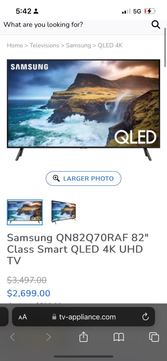 Samsung QN82Q70RAF 82 inch Class Smart QLED 4K UHD TV