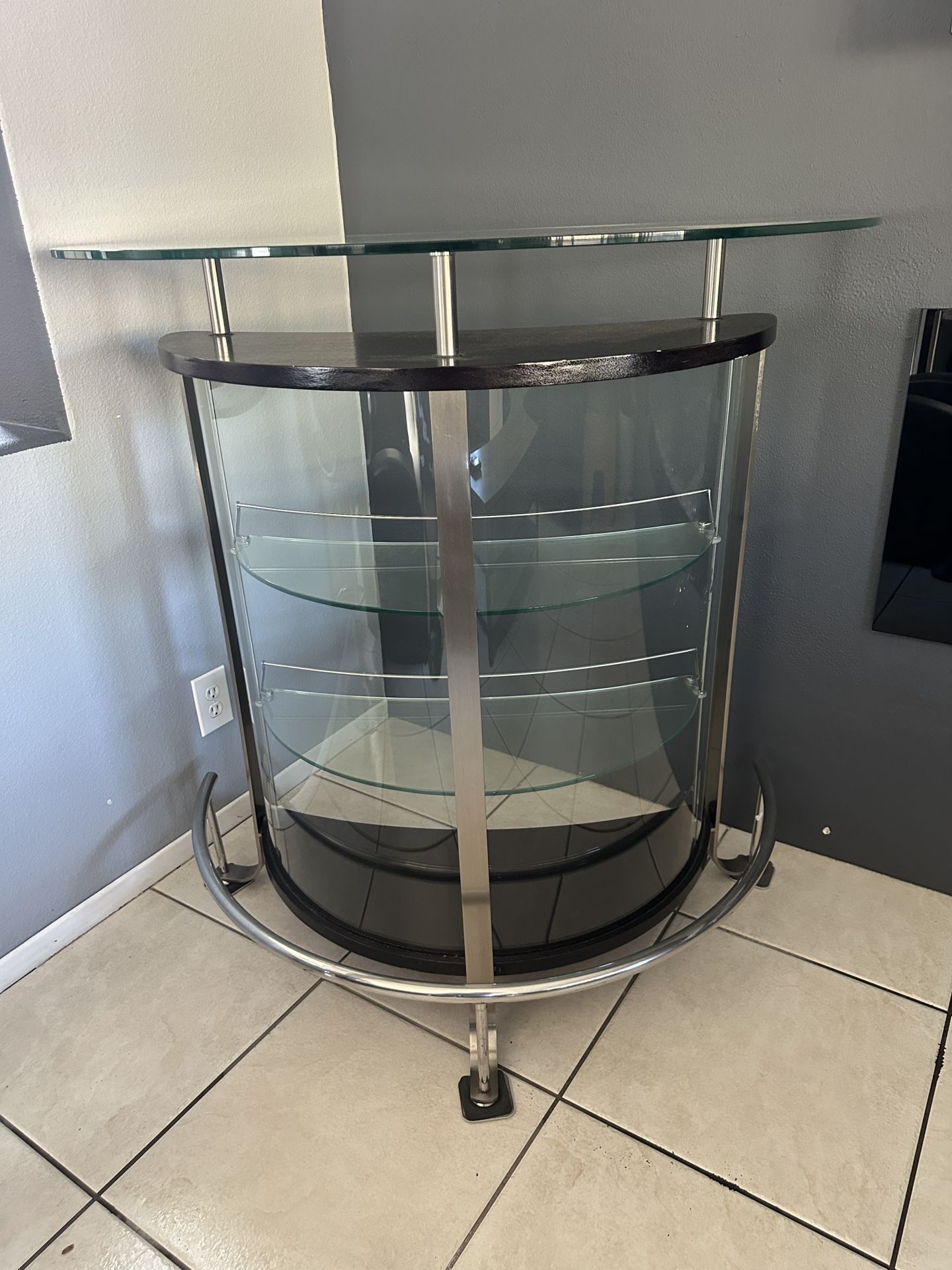 Contemporary Metal & Glass Home Bar