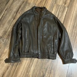 Vintage Green/brown genuine leather bomber Jacket