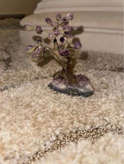 Amethyst Gemstone Tree on Geode Base Crystal Mineral Decor