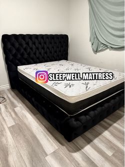 New Queen bed frame with mattress