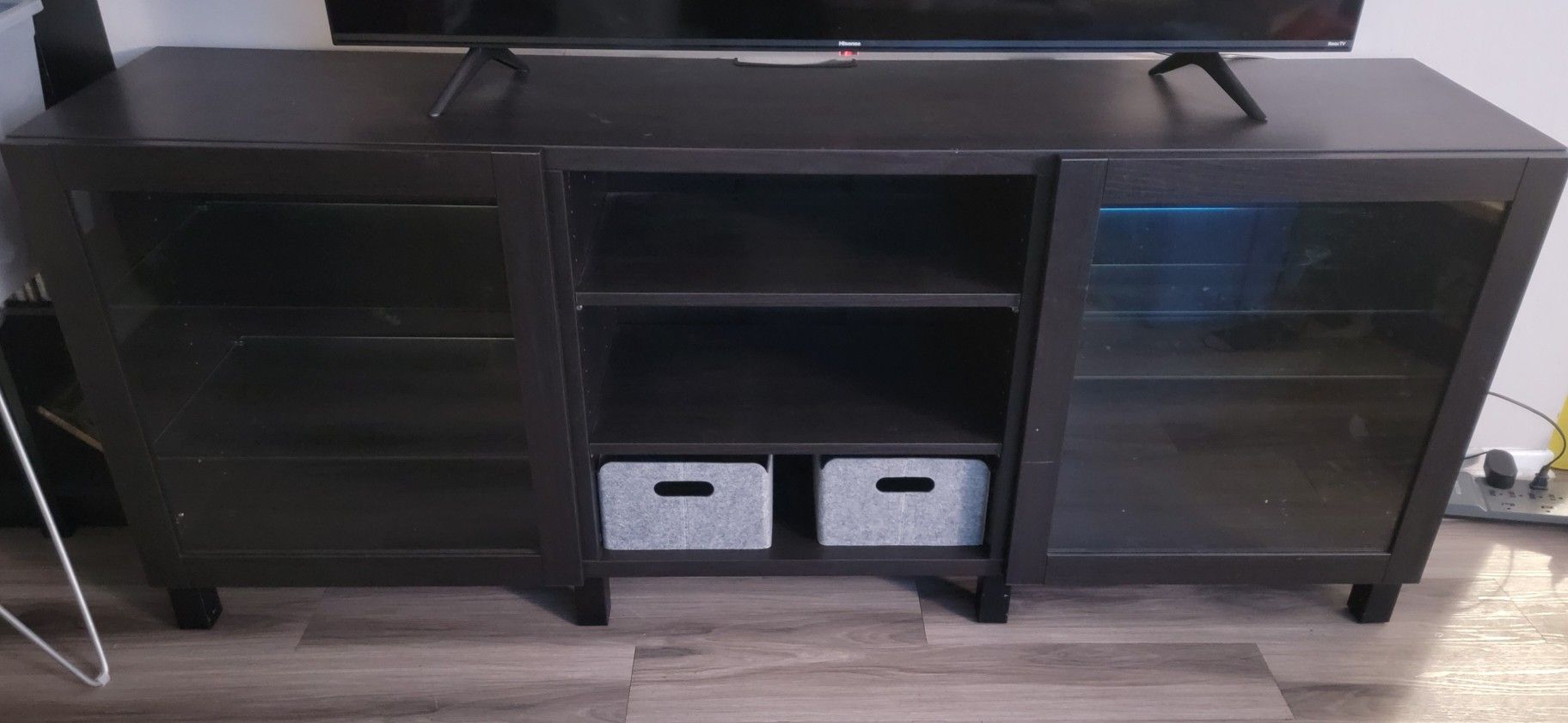 IKEA Besta TV Cabinet With Glass Doors & Shelves