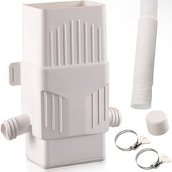 Rainwater Collection System, Rain Barrel Diverter Kit for 2x3”and 3x4” Downspouts, with Filtration and Hose, Rain Diverter, Downspout Diverter, White