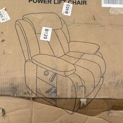 Large Power Lift Chairs Recliners for Elderly with Heat ＆ Massage, has dual USB outlets (5V2A+Type C) Side Pocket, Faux Leather Blue