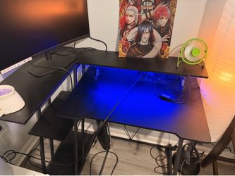 LED Gaming desk w/ curved monitor