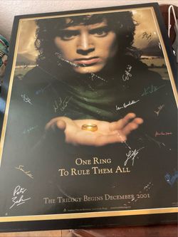 Signed Original Lord of the Rings Teaser 2001 Poster15 Signatures No Coa