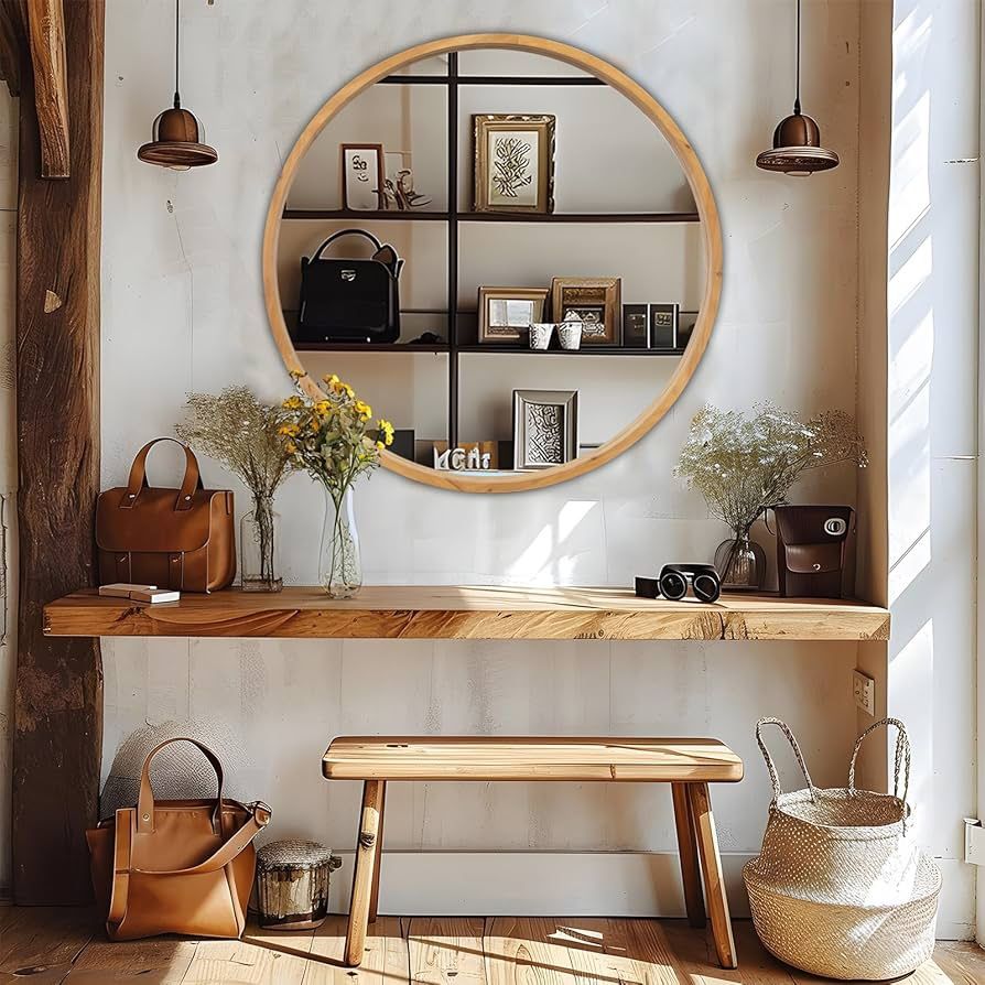 New Round Wooden Mirror