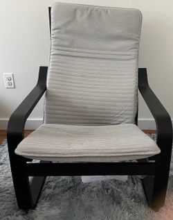 Comfortable Accent Armchair - Black-Brown Frame, Light Cushion