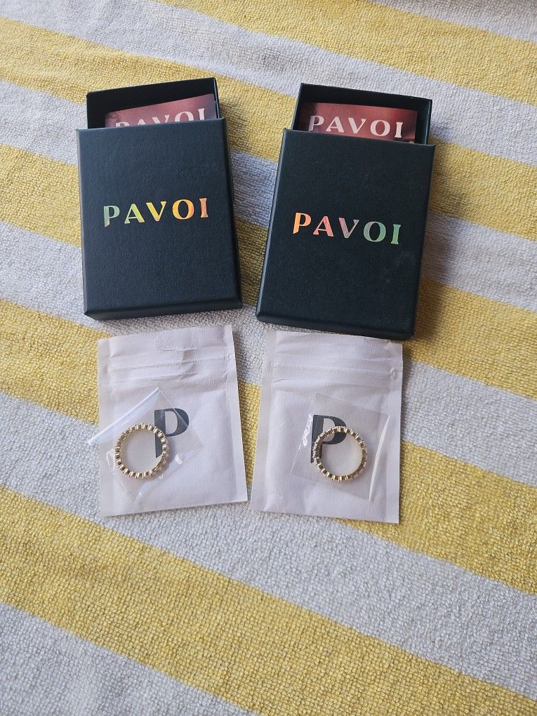 (2) 14K Gold Plated Rings with Cubic Zirconia L