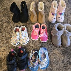 size 5 girl shoes lot disney Frozen Elsa and Anna, vans, k-swiss, boots