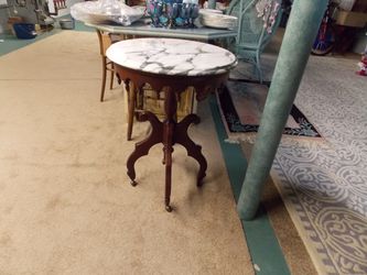 ANTIQUE VICTORIAN MARBLE TOP TABLE 30" HIGH 23" WIDE