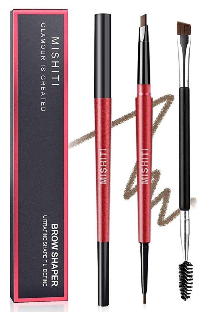 2 Pieces eyebrow pencil, Waterproof Dual Ends Eyebrow pencil With eyebrow Spoolie brush
