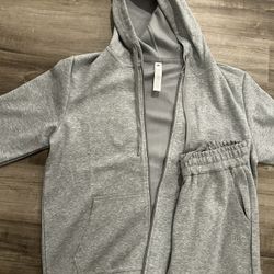 Full Gray Alo Hoodie And Jogger Set -Medium 