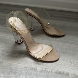 clear strap heels