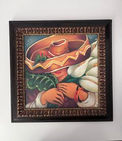 Vibrant Linda Carter Holman "Caretakers" Lily Woman Painting
