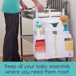 hiccapop Hanging Diaper Organizer for Changing Table and Crib, Diaper Stacker and Crib Organizer | H