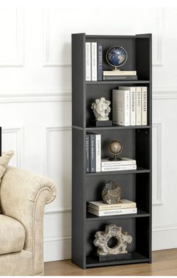 5-Tier Shelf Bookcase, Freestanding Wood Storage Di Open Bookshelf for Home Office