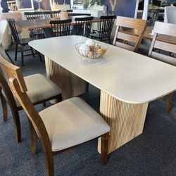 Five-piece dining table and chair set，$580