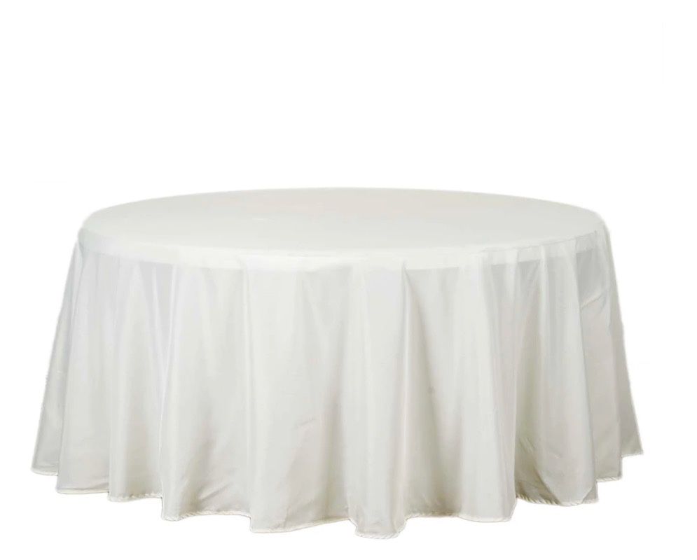 120" Ivory Polyester Round Tablecloth
