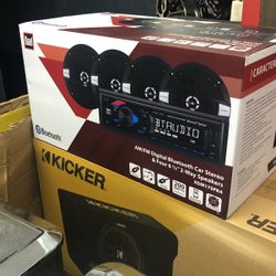 Car Dual Single Din Stereo Package With 4 Speakers