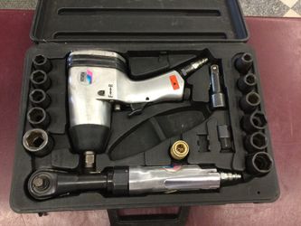 AIR TOOL SET 1/2” IMPACT WRENCH + 3/8” RATCHET + SOCKETS SAE / METRIC PNEUMATIC CAMPBELL HAUSFELD