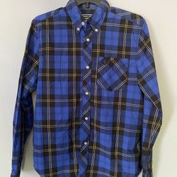 Fred Perry Blue Plaid Button Down Size 36