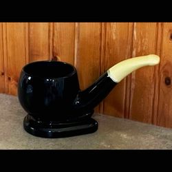 Vintage 1950s MCM Ceramic Pipe - Shaped Novelty Piece / Planter