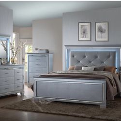 Modern Silver Bedroom Set