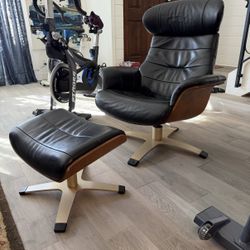 Leather Swivel Recliner And Ottoman