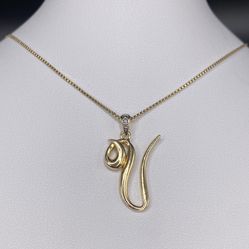 925 FAS Diamond V Initial Necklace 