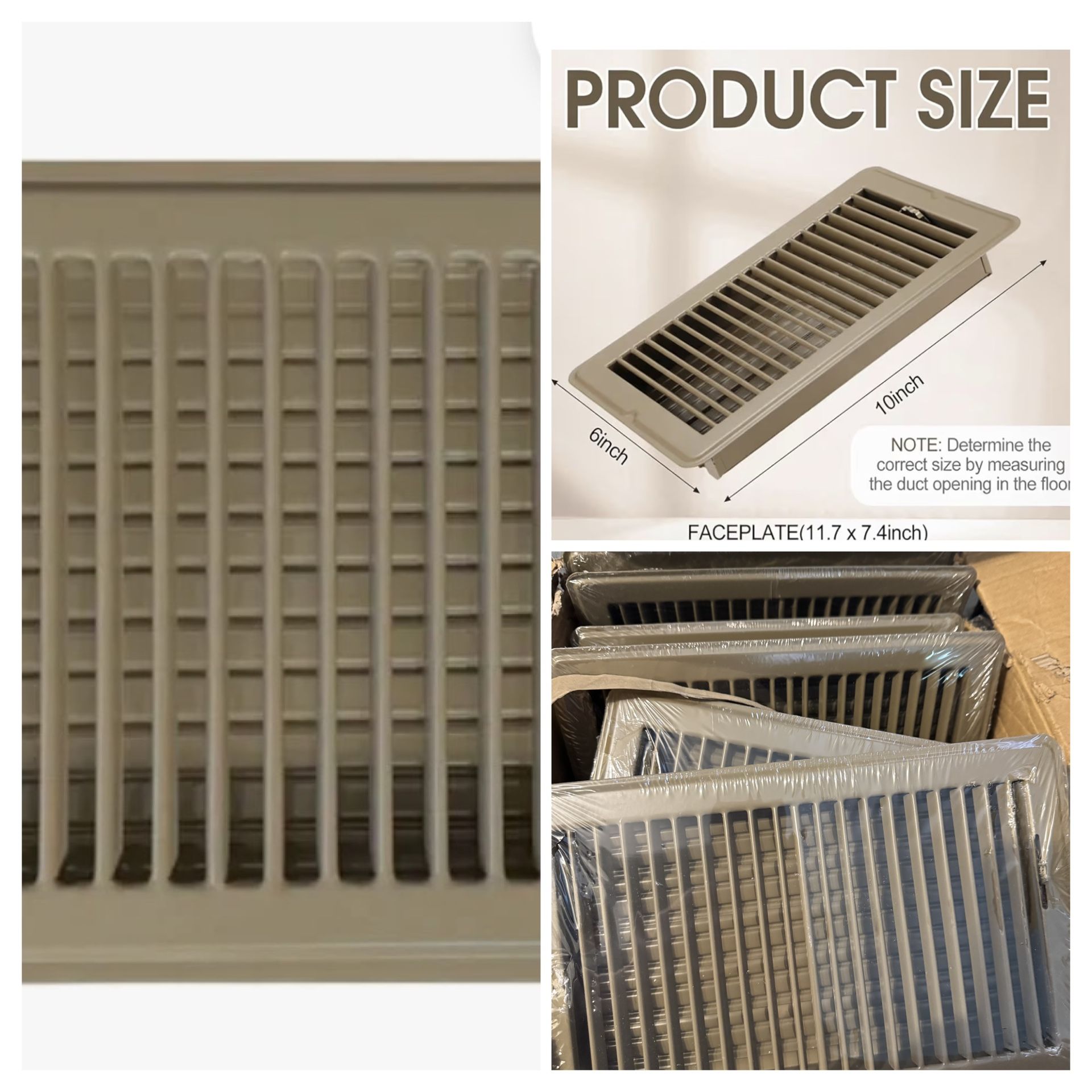 10pack- 6 x 10'' Brown Floor Vent Covers Heavy Duty Floor Register Metal Heat Vent Covers with Rust Proof Finish for Home Heater
