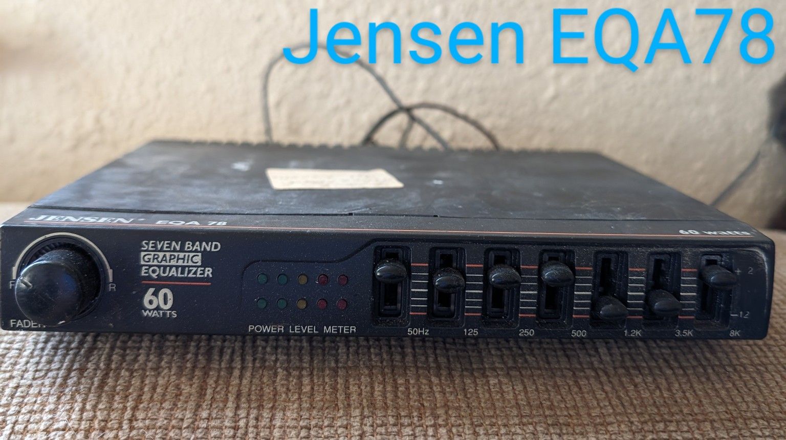 Jensen EQA 78 Graphic Equalizer 60 Watts 7 Band, Wire Directions On The Bottom